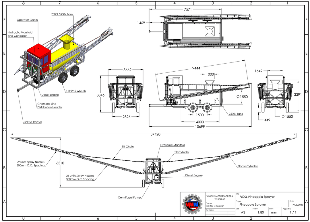 As Built Drawing of Pineapple Sprayer