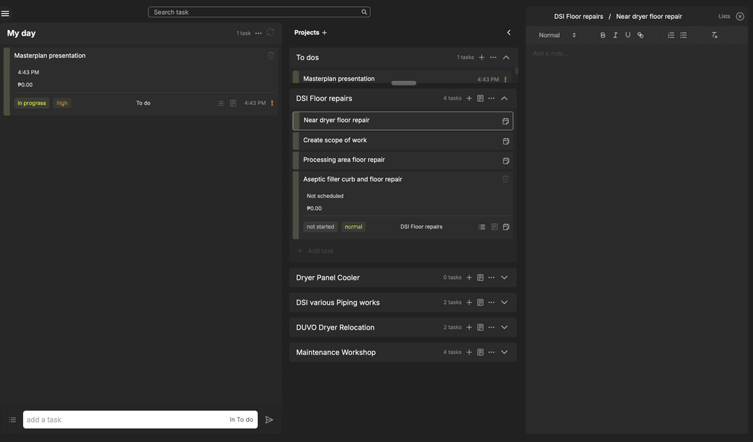 Tasks and Projects
